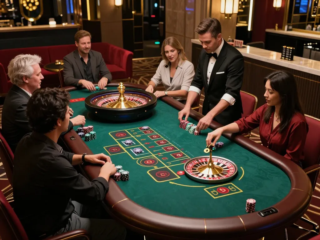 Engage in thrilling live roulette action at PH365, featuring players placing bets in an elegant casino atmosphere.