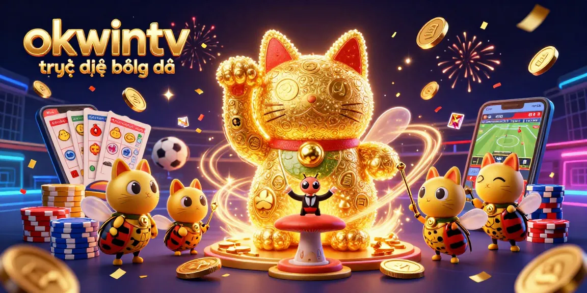Bet on okwintv trực tiếp bóng đá with exciting sports betting elements and a lucky cat