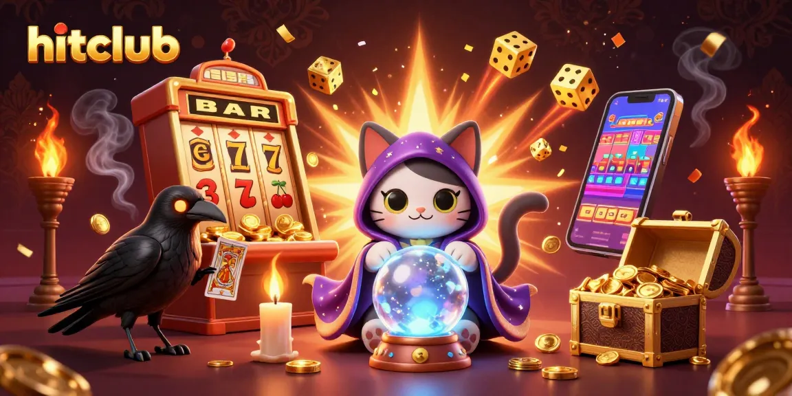 Immersive hitclub gaming experience with vibrant 3D illustration of mystic characters and casino elements.