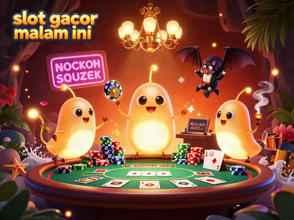 Memainkan slot gacor malam ini dengan cahaya kuning kehijauan dari karakter cacing, dealer kelelawar.