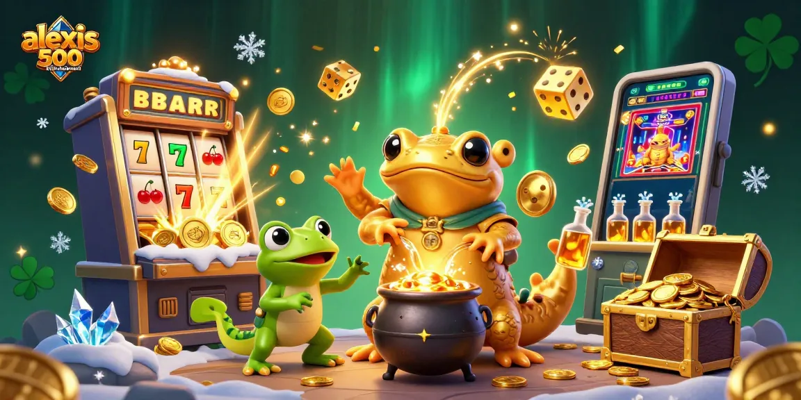Experience the magic of alexis 500 link alternatif with vibrant golden coins and exciting casino elements.