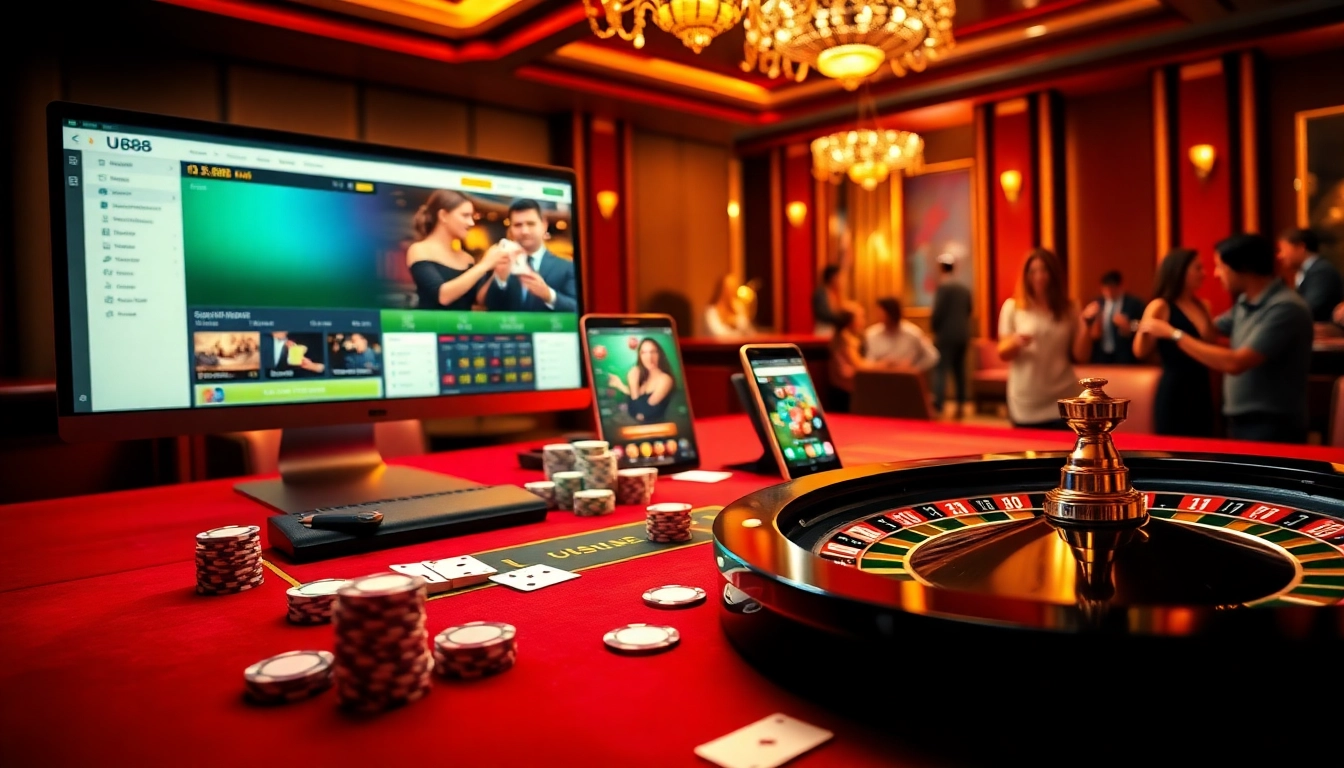 U888 players enjoying a vibrant casino experience with slots, tables, and exciting gameplay.