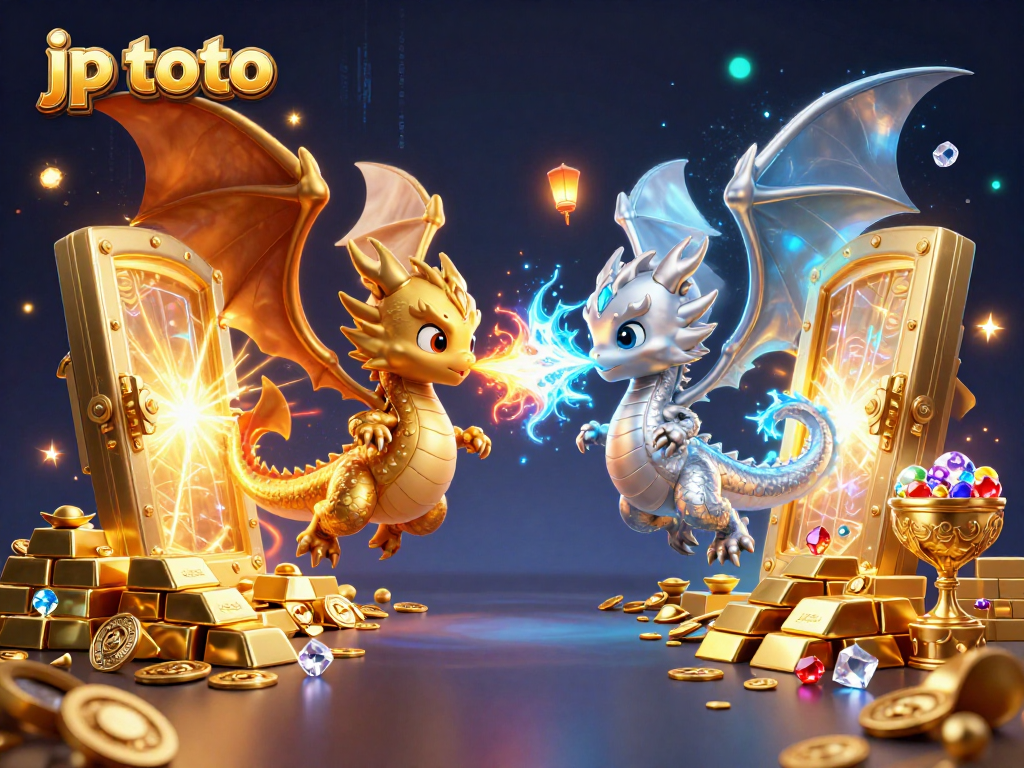 Engage with jp toto as golden dragons soar amidst riches in this vibrant 3D casino scene.