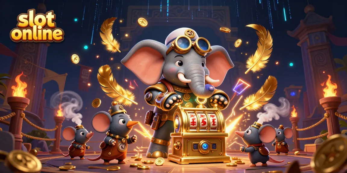 Spin the reels in a thrilling slot online adventure featuring a steampunk elephant engineer in a vibrant casino environment.