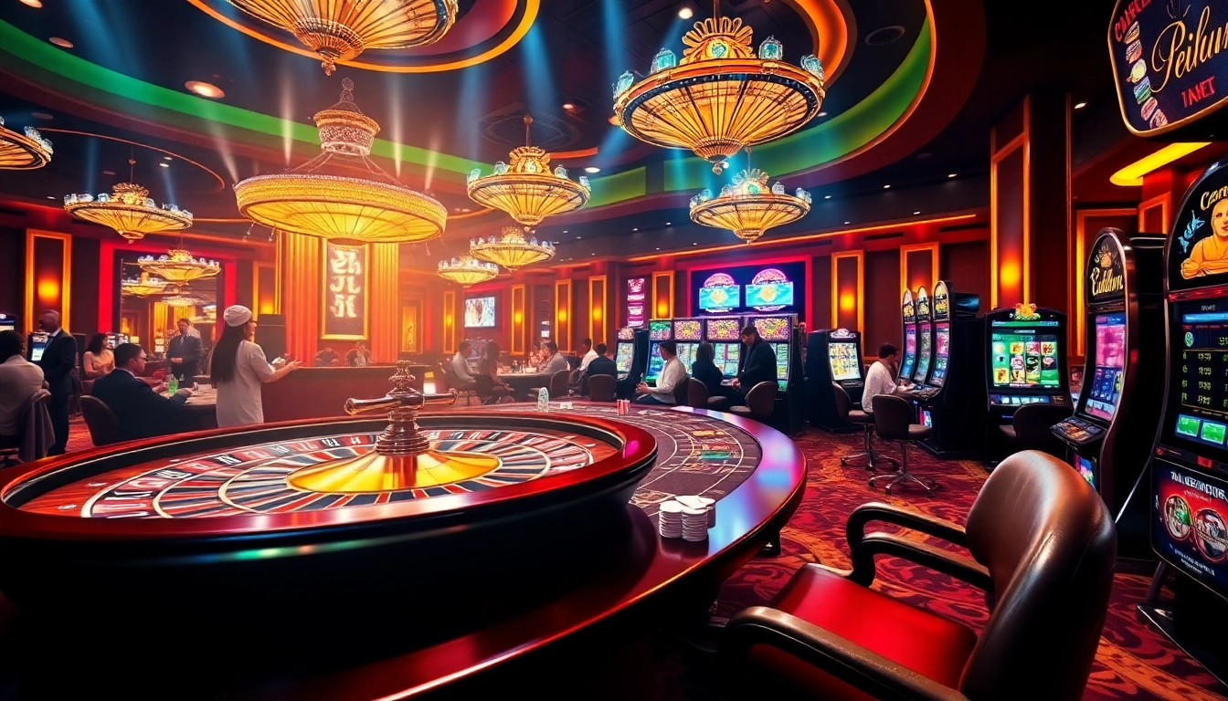 Experience the thrill at gilajp with vibrant casino scenes featuring exciting games and elegant settings.