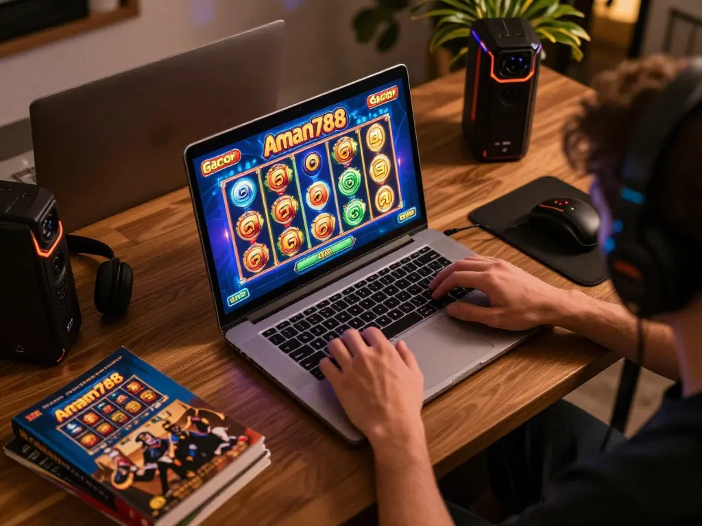 Pemain yang terlibat menikmati aman788 slot gacor online, menggambarkan permainan strategis dalam suasana yang nyaman.
