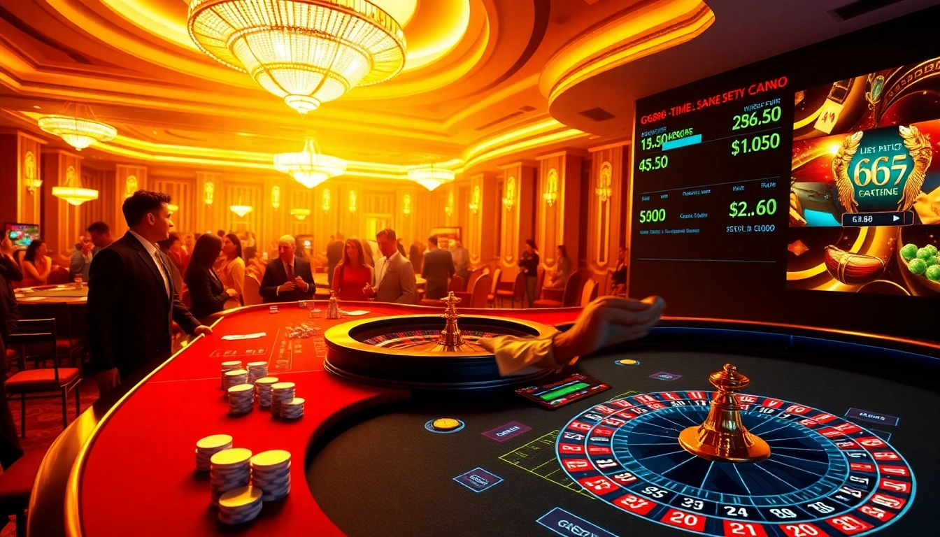 Experience the excitement of gg88 live gaming with a vibrant casino scene showing enthusiastic players and dealers.