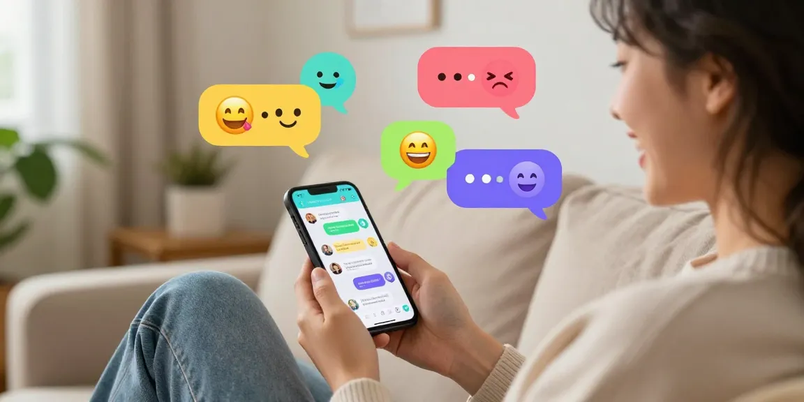 Engaging spicy chat experience on a smartphone, user interacting joyfully in a colorful digital setting.