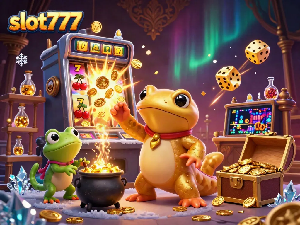 Join the excitement with slot777 as the golden salamander creates winning opportunities in a colorful casino scene.