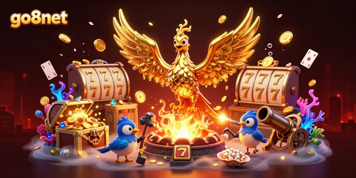 Experience thrilling adventures with go8net's gaming universe featuring a golden phoenix and dynamic slots.