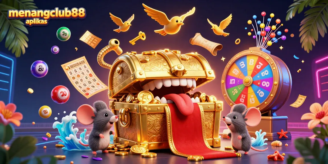 Engage with the excitement of menangclub88 aplikas as golden treasures entice adventurer mice in this vibrant casino scene.