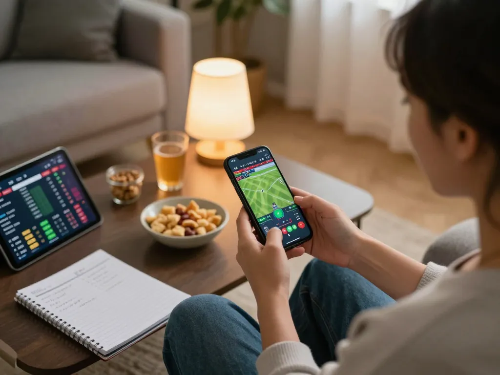 Experience badak178 sports betting on a smartphone in a cozy home setting.