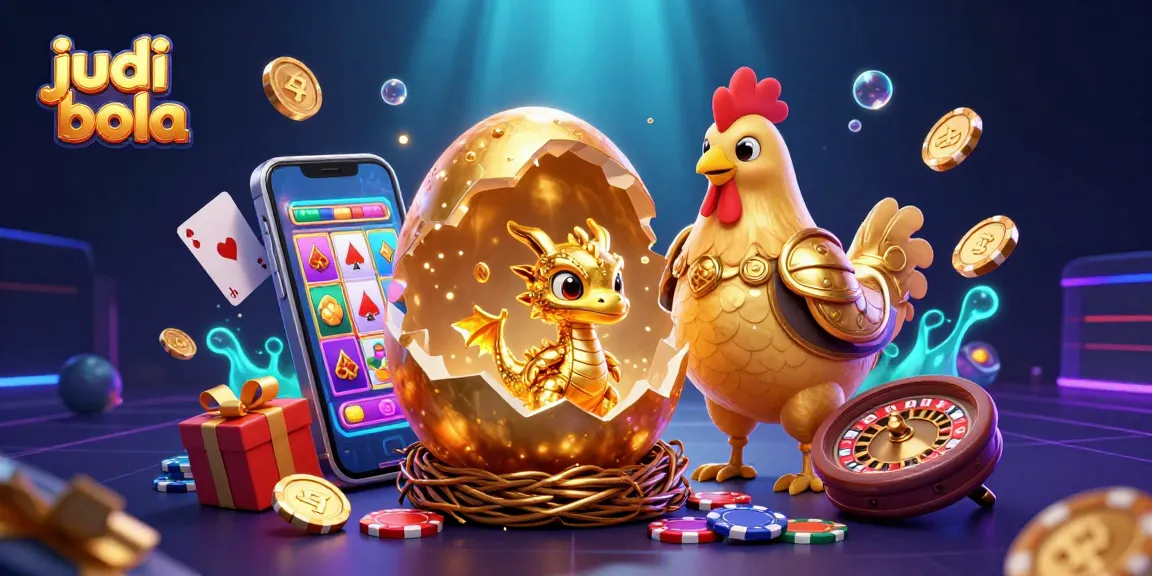 Engage in judi bola action with an ultra-detailed 3D illustration featuring golden gaming elements and vibrant colors.