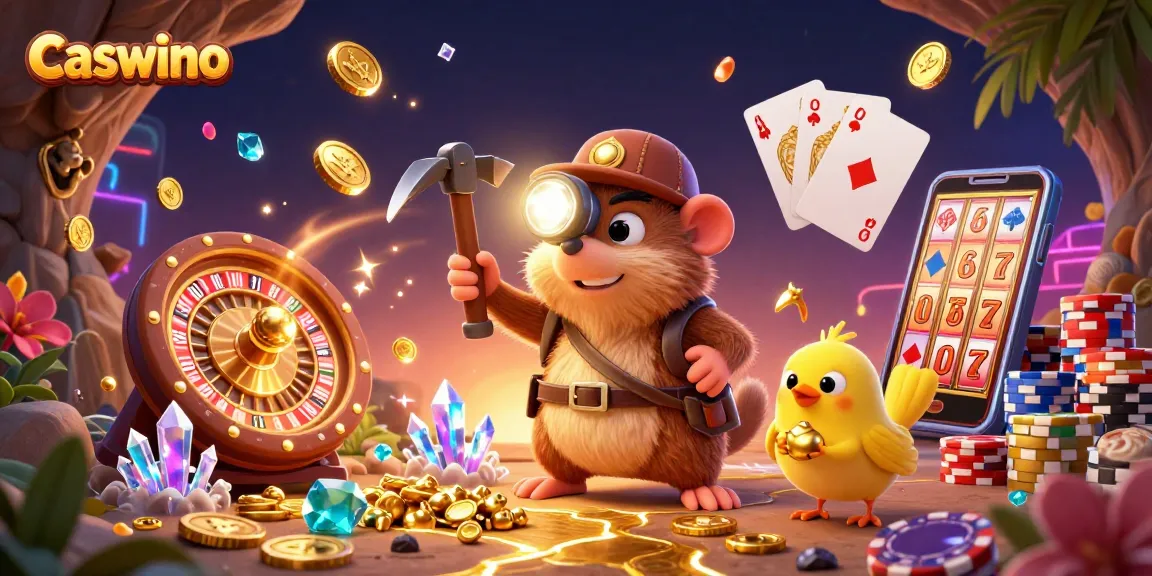 Caswino's treasure hunter mole discovers gems in a visually rich casino adventure.