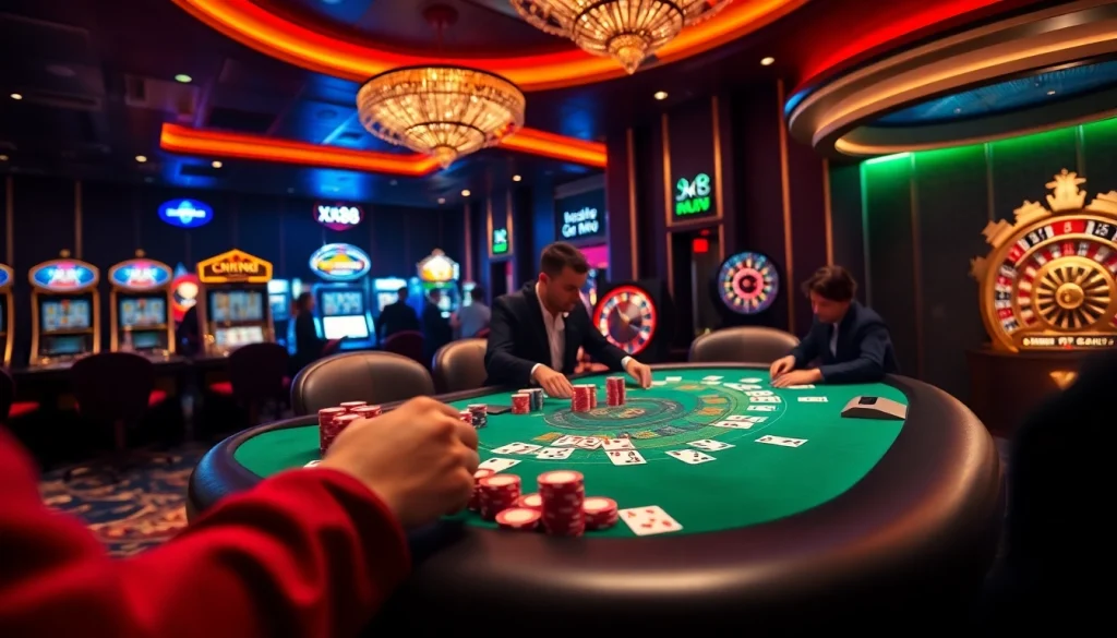 Experience a thrilling poker game at XX88 with vibrant table layouts and engaging gameplay.