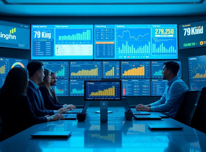 79king hn: Modern fintech marketing dashboard with team strategizing