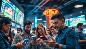 Engaged bettors participating in online Betting at a modern sportsbook.