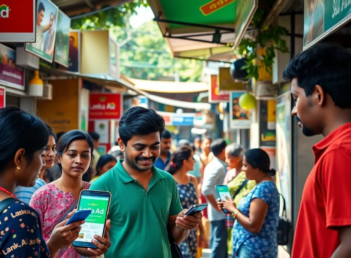 Engaging marketplace scene showcasing vibrant Lanka Ad listings in Sri Lanka.
