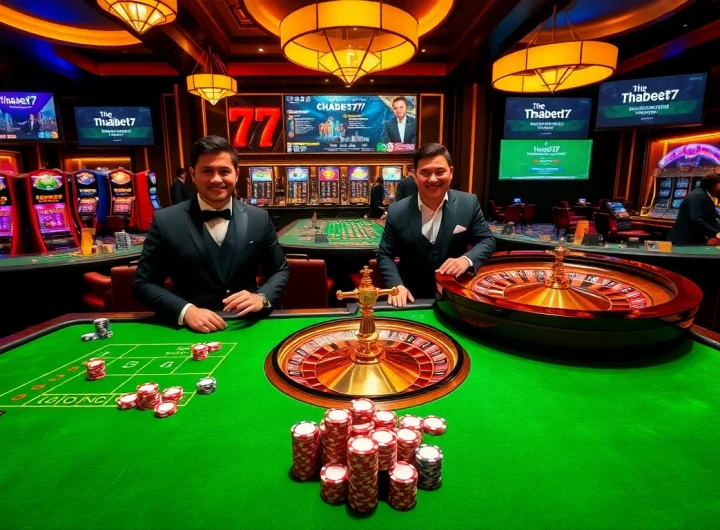 Experience the luxury thrills at Thabet77 casino with vibrant tables and engaging dealers.