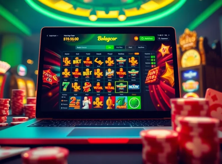 Exciting online gambling scene featuring bolagacor with vibrant graphics and modern casino elements.