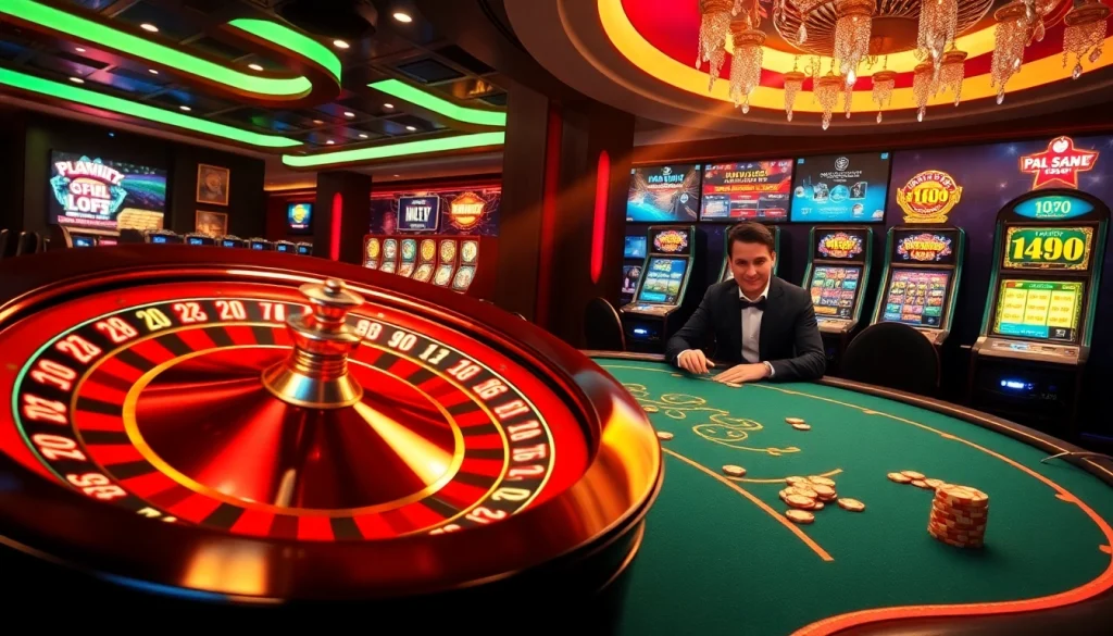 Experience the thrill of gambling with a vibrant casino scene showcasing links to trusted platforms, highlighting the keyword 링크모음.