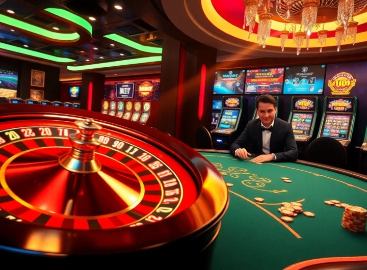 Experience the thrill of gambling with a vibrant casino scene showcasing links to trusted platforms, highlighting the keyword 링크모음.