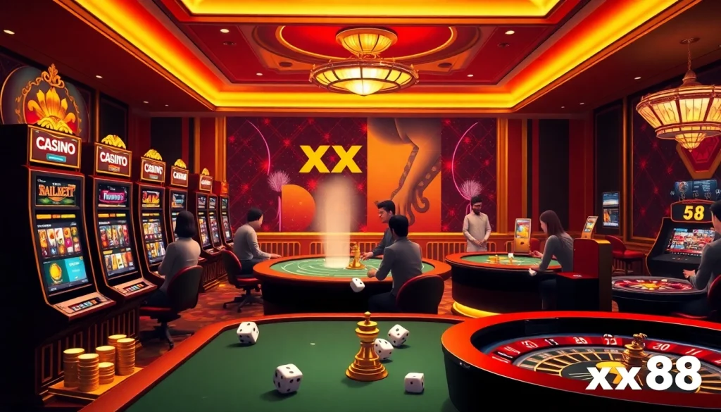 Winning strategies at xx88 casino with immersive gameplay featuring slots and cards.