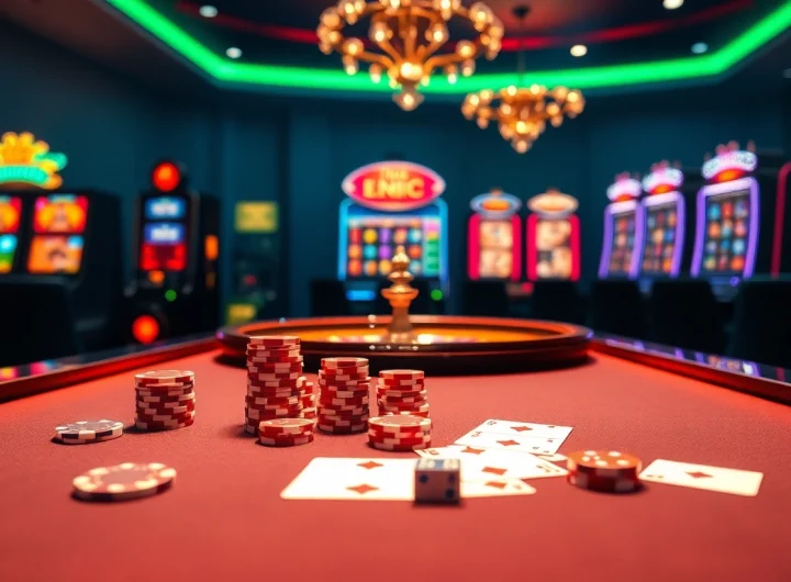 Experience thrilling gambling at https://mm88.vegas/ with an exciting casino scene featuring poker chips and roulette.