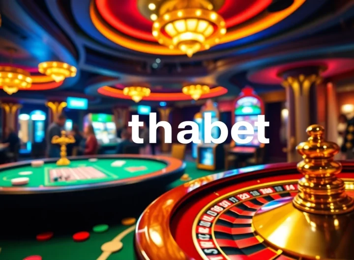 Players enjoying a thrilling game at thabet casino, featuring poker chips and roulette.