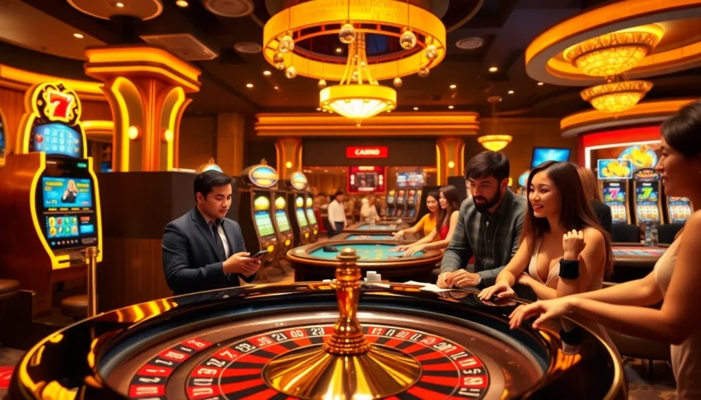 Experience the thrill of gambling at https://mm88.how/ with vibrant slot machines and an exciting roulette wheel.
