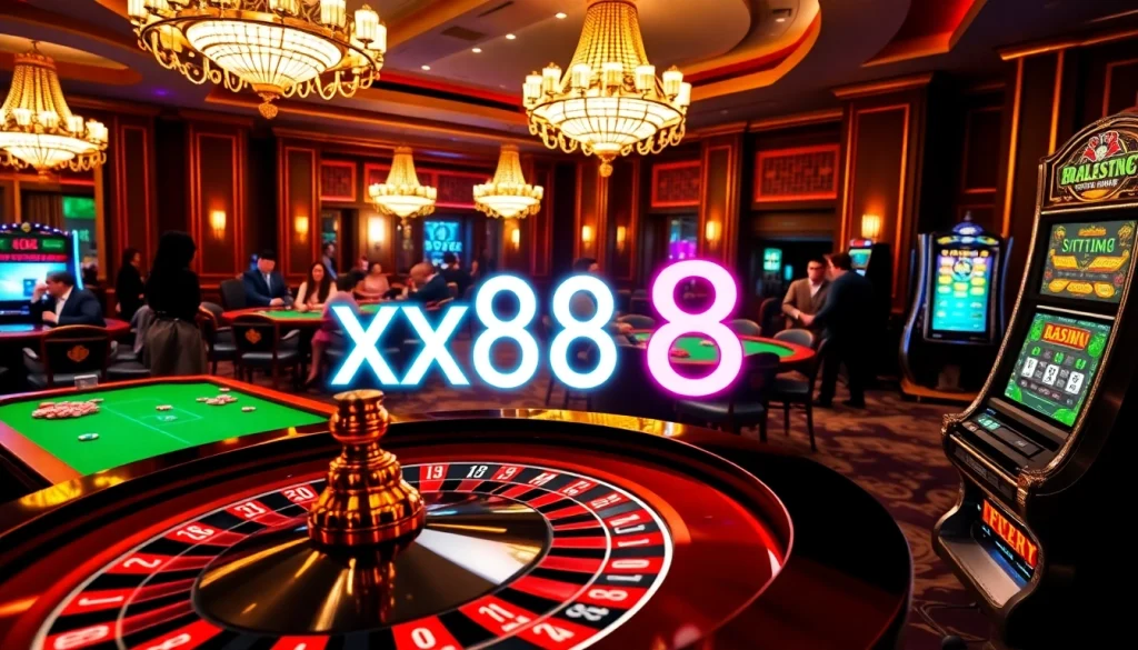 Experience the thrill of casino gaming at xx88 with vibrant poker and roulette action.