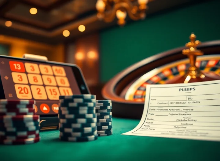 Engaging online gambling scene showcasing nhà cái uy tín with poker chips and roulette wheel.