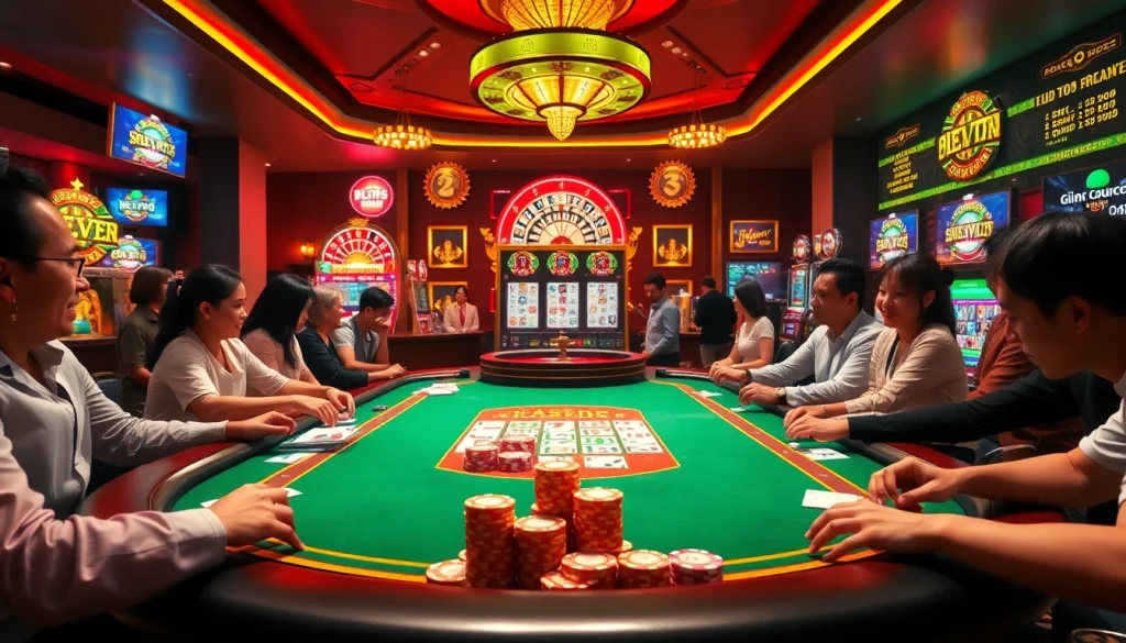 Experience the excitement of QQ888 at a professional casino table with vibrant slot machines and poker chips.