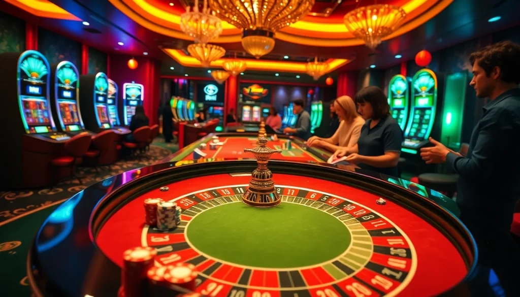 Exciting gambling scene at a luxury casino featuring poker chips and roulette, highlighting 88i.