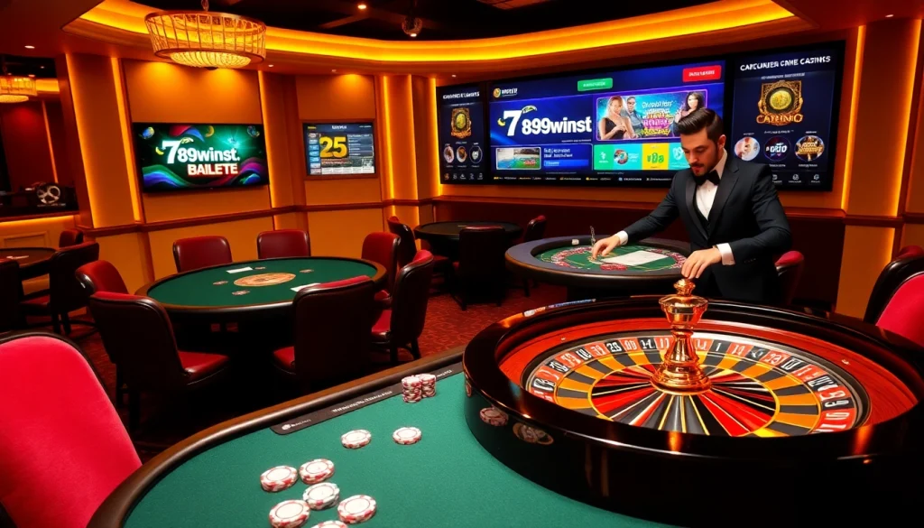 Engaging scene of a casino with poker table action, promoting 789wins1.net gaming excitement.