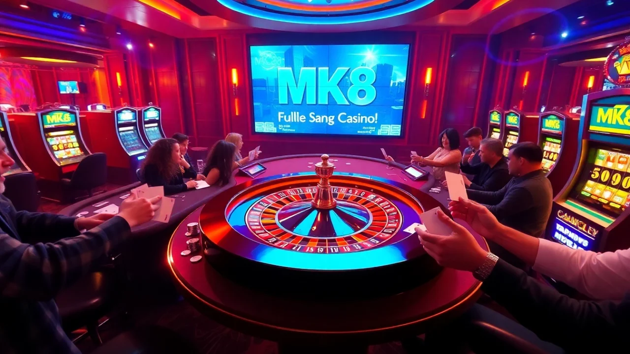 Experience excitement with MK8 เครดิตฟรี at a luxurious casino filled with vibrant games and players.