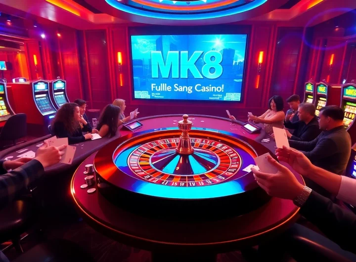 Experience excitement with MK8 เครดิตฟรี at a luxurious casino filled with vibrant games and players.
