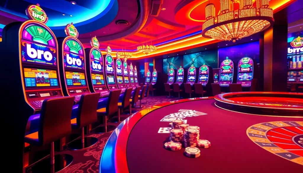 Experience the excitement of gambling at bro138 with luxurious slot machines and vibrant casino tables.