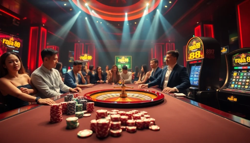 Experience thrilling gameplay at raja 88 casino, featuring engaging poker and roulette tables.