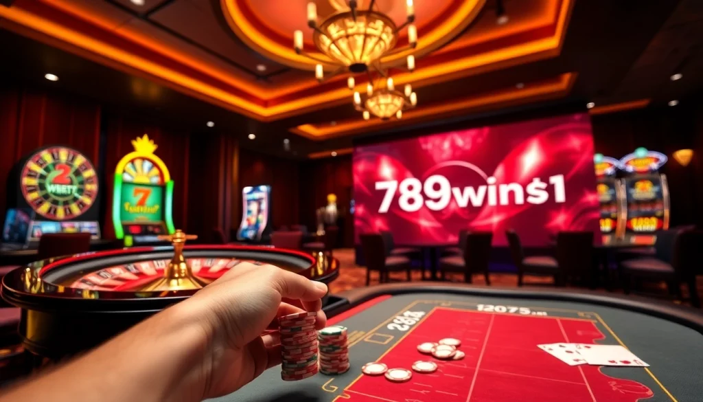 Players enjoying the excitement of online gambling at https://789wins1.net/, featuring luxurious casino elements.
