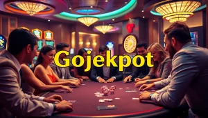 Engaged players at a luxurious casino poker table showcasing Gojekpot strategies.