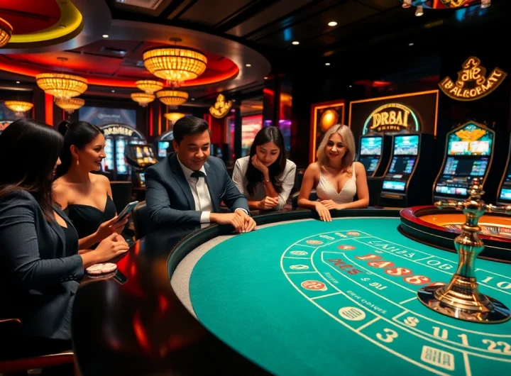 Players engaging at a luxurious casino table and mobile devices showcasing https://dr88.de.com/ gambling excitement.