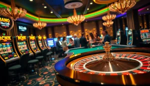 Excited gamblers strategizing at the B52.club poker table in a luxurious casino.