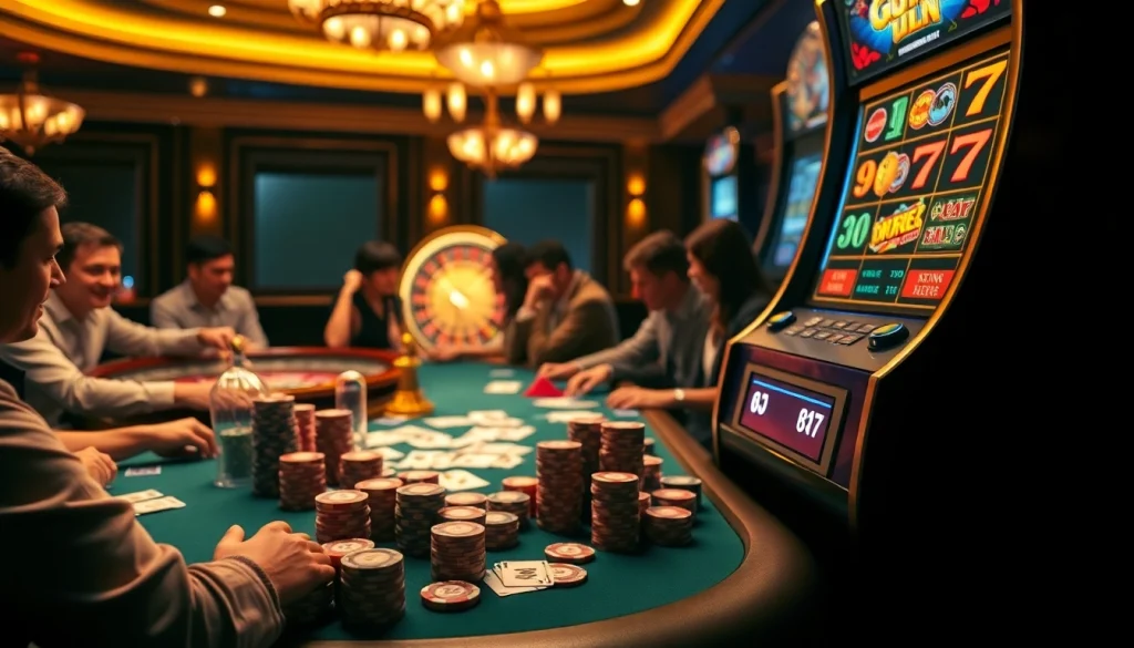 Experience the thrill of gori77 at a luxurious poker game in an upscale casino setting.